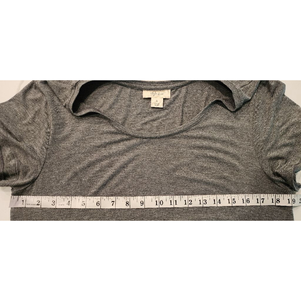 Style & Co Essential Swing Dress Mid Heather Grey Large NWT Scoop Neck Stretch - Picture 10 of 10